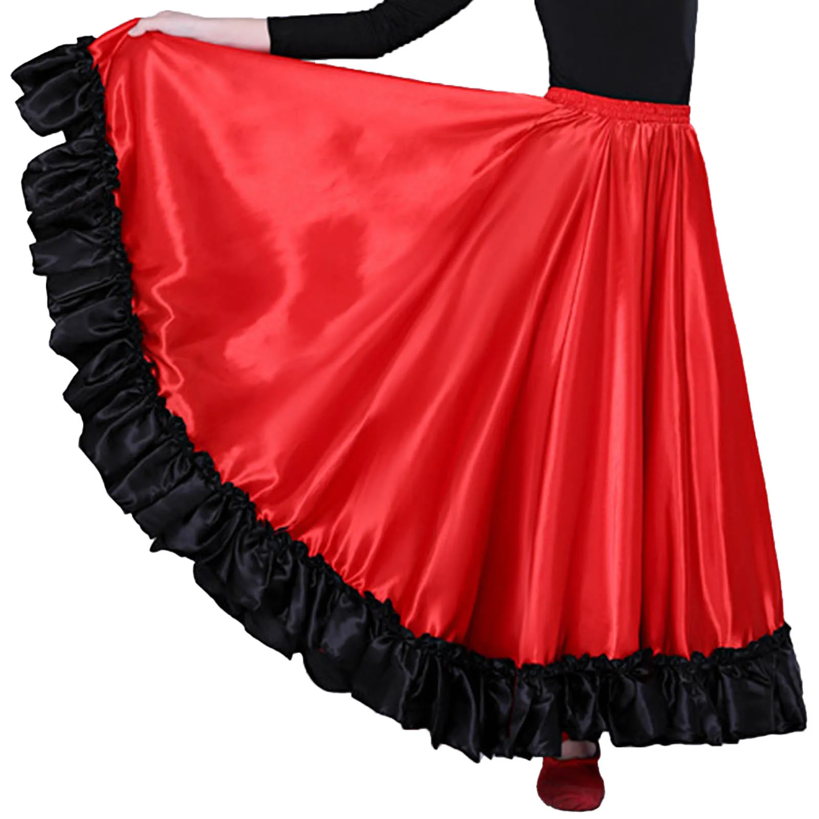 thumbnail image 2 of Kids Womens Spanish Bull Dance Skirt Belly Dance Skirt Big Swing 2 of 14