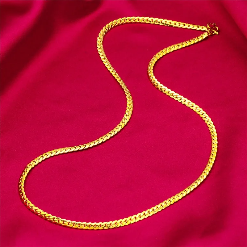 Women's 9999 24K real gold fried dough twist chain gold necklace fashion Fried Dough Twists gold jewelry necklace