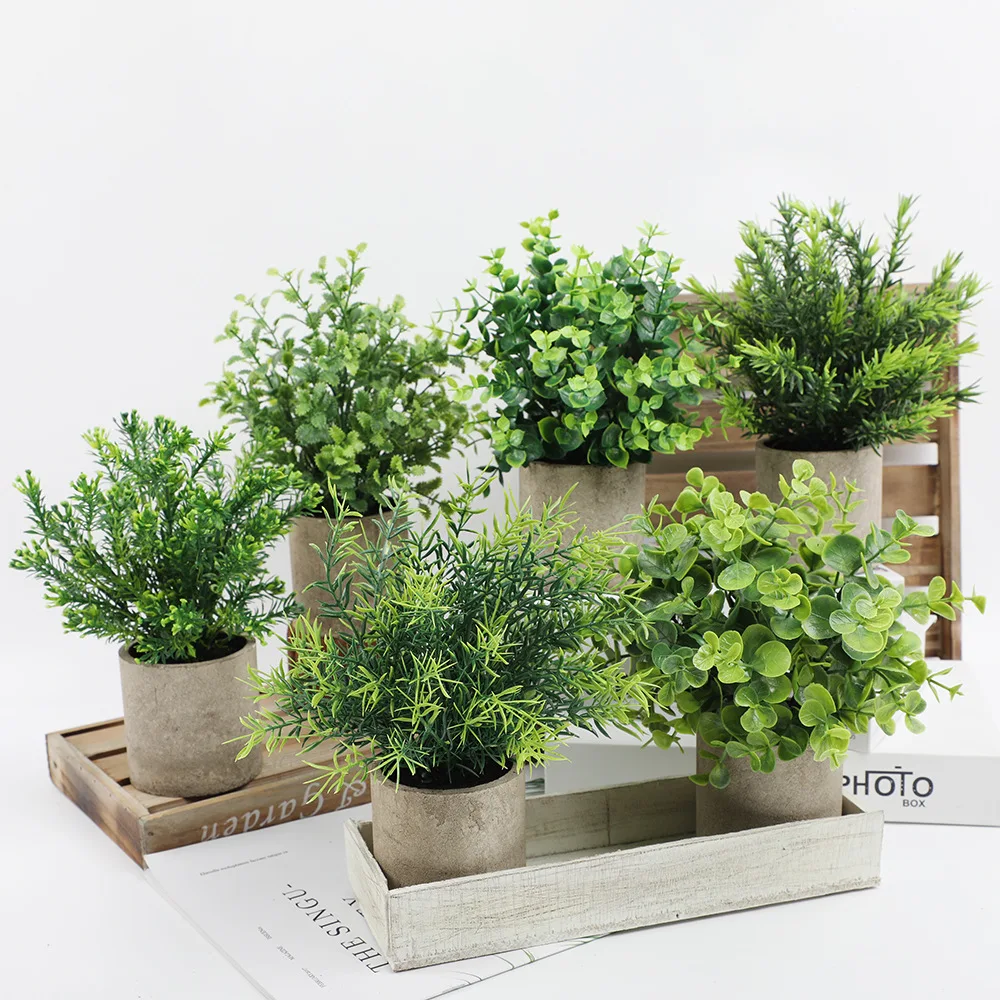 Künstliche Pflanze Topf Eukalyptus Pflanze kleine gefälschte Blume Bonsai mit Topf Mini Pflanze Desktop Office Home Restaurant Dekoration