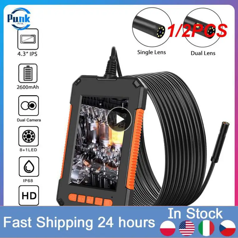 

1/2PCS Screen Industrial Endoscope Camera IP67 8mm Single&Dual Borescope 8LED Lens HD1080P For Car Engine Sewer Pipe Inspection