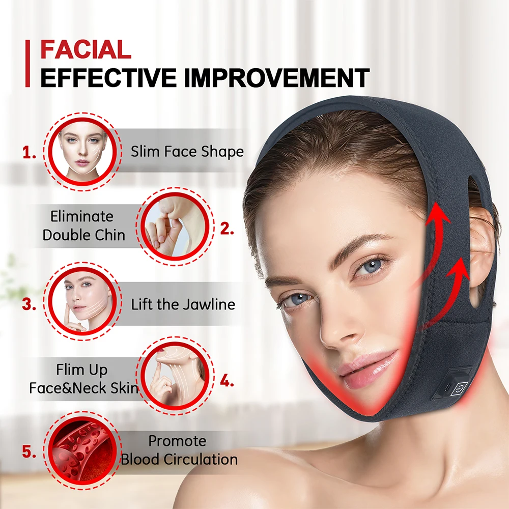 660nm Red Light Infrared 850NM Fabric Chin Neck Home Use Neck Heating Belt Lifting Firming Skin Pain Relief Wrap Skin Care