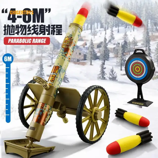 Multi-Angle Adjustment Mortar Fun Shooting Sponge Soft Bomb 6M Parabolic Range DIY Assembly Wheel Push Rocket Launcher Model Toy 2
