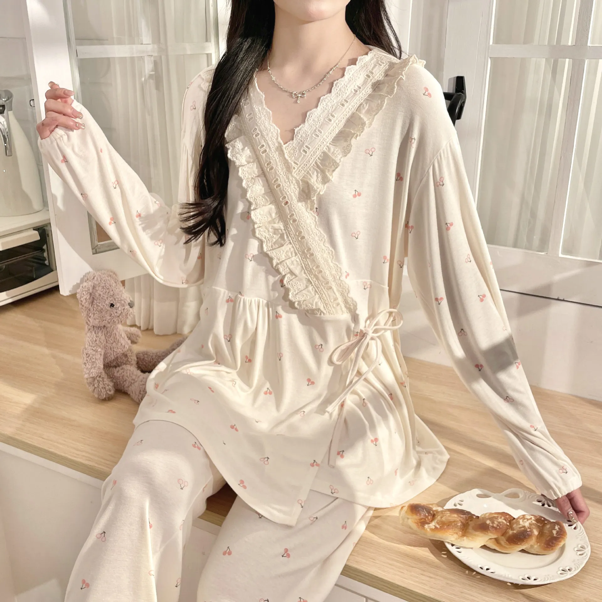 Strawberry Maternity Nightwear Modal Pregnancy Postnatal Sleepwear Breastfeeding Pajamas Nursing Maternity Nightgown 4 Strawberry Maternity Nightwear Modal Pregnancy Postnatal Sleepwear Breastfeeding Pajamas Nursing Maternity Nightgown - Image 4