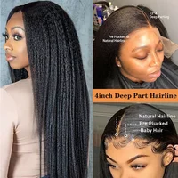 Perruques en cheveux humains Kinky Straight 13x4 Lace Front pour femmes, perruque brésilienne Yaki Straight HD transparente avec closure 4x4 pour femmes 3