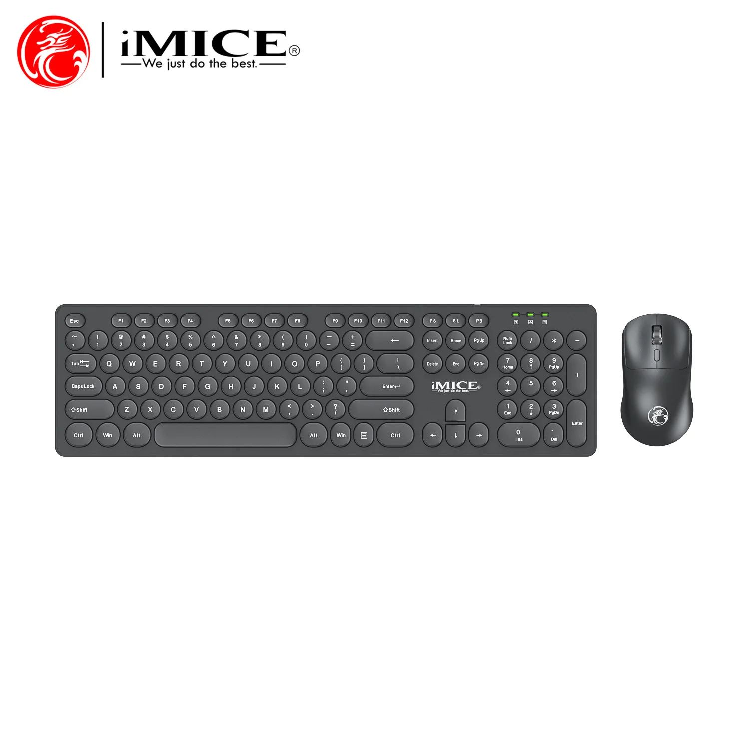 USB wireless gaming round key cap waterproof keyboard and mouse wireless office keyboard and mouse set - Image 2