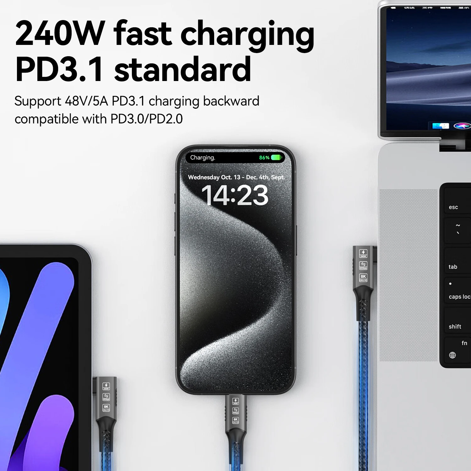 Ultra High-Speed 8K USB4 Cable with 240W Fast Charging and Data Transfer