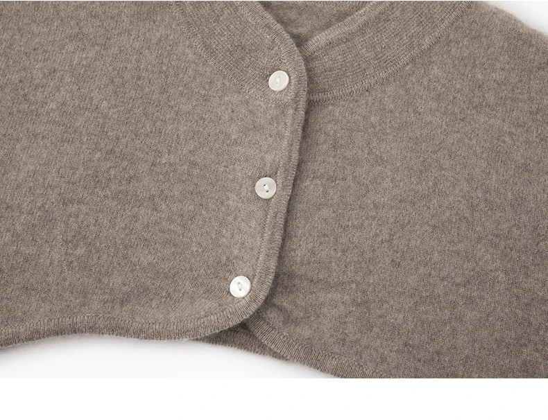 Herbst-Winter-Schal aus 100 % Kaschmir für Damen, warme Weste, ultrakurzer Pullover-Schal, gestrickter Woll-Schulterwärmer mit halbem Rollkragen – Detail 13