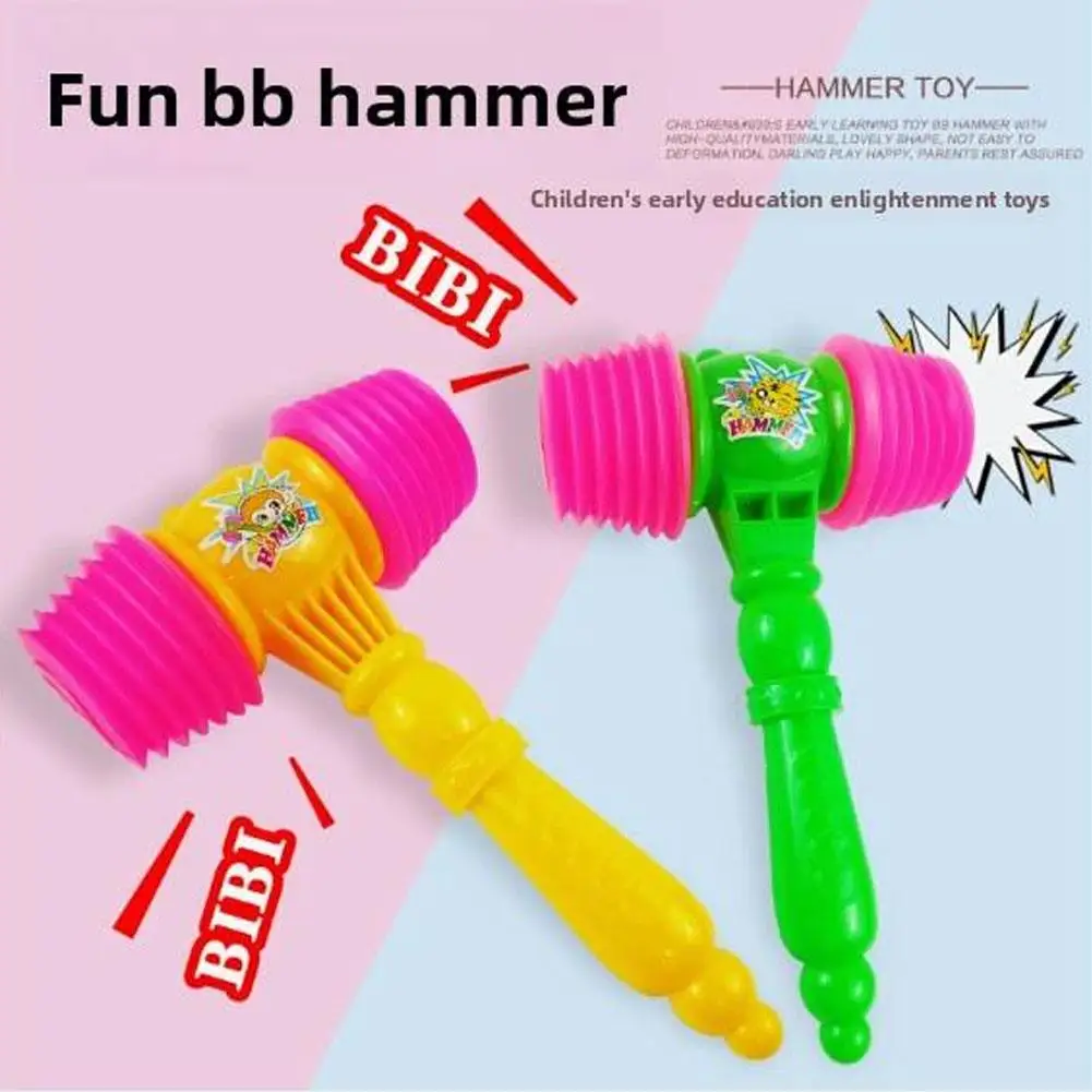 10PCS 두드리는 망치 장난감 PVC 어린이 망치 장난감 음악 소리 어린이 교육용 두드리는 망치 플라스틱 삑삑이 망치 악기