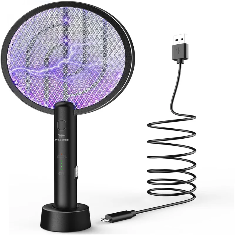 Electric Fly Swatter 4000V Bug Zapper Racket Fly Swatter with Battery Rechargeable Mosquito Killer Lamp for Indoor Outdoor