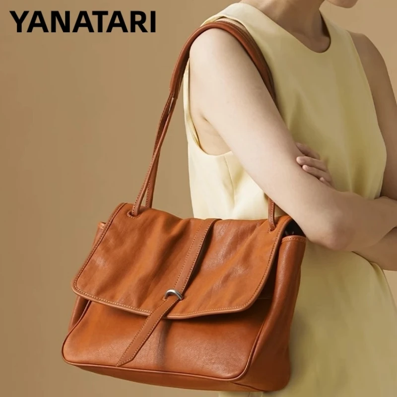 

YANATARI Bag ladies genuine leather Female shoulder bag large handbag women high quality luxury bag Brown tote bag envelope bag