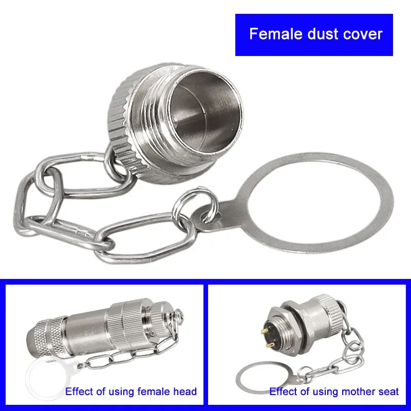 Waterproof Dust Cover with Chain for Aviation Plug Socket and Sensor Connector