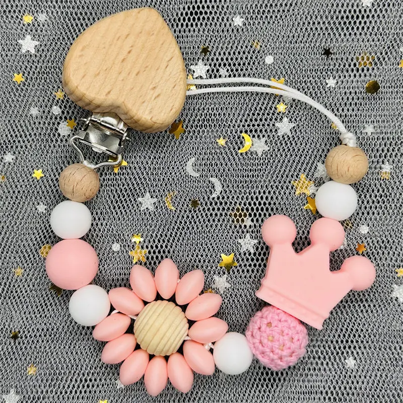 Baby With Name Baby Pacifier Clip Silicone Flower Nipple Holder Clip Chain Silicone Pacifier For Teether Toy New