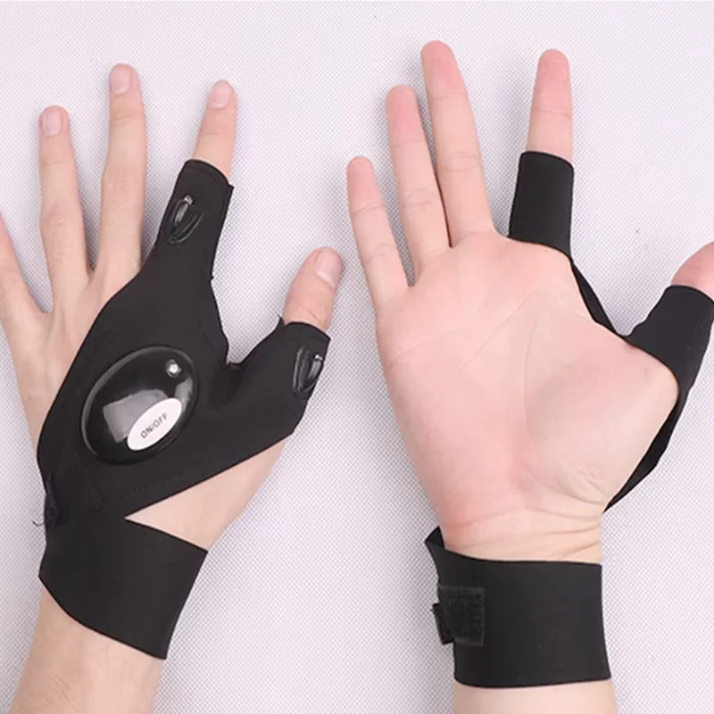 Night Light Fishing Gloves Waterproof Led Fingerless Glove Camping Hiking Survival Rescue Tool