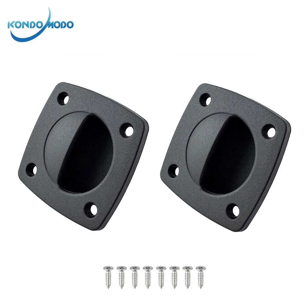 2x Black Nylon Recessed Flush Sliding Door Handle Pull Square Hatch