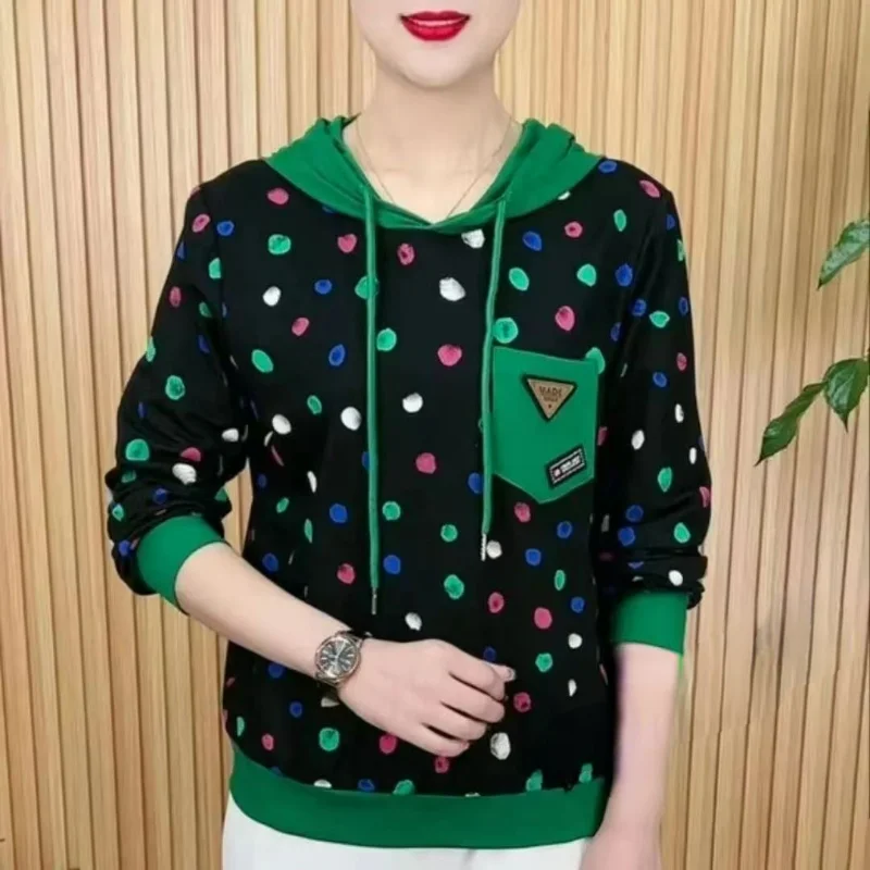 2023 Spring New Fashion Slim Long Sleeve Top Women Loose Printed Commuter Petals Casual Hoodie T-shirt