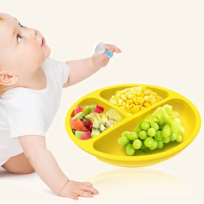 

Silicone Baby Meal Tray with Suction Cups, Multi-compartment Design, Fork and Spoon Set, 2024 Model