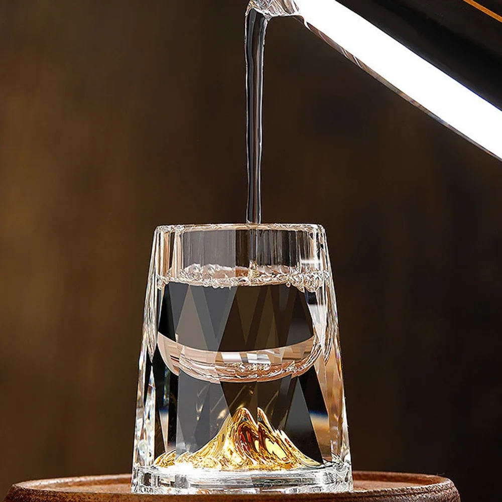 15ML Crystal Glasses Gold Foil Crystal Shot Glasses For Vodka Glass Wine Set Double Glass Wine Cup For Home Bar Liquor Cups