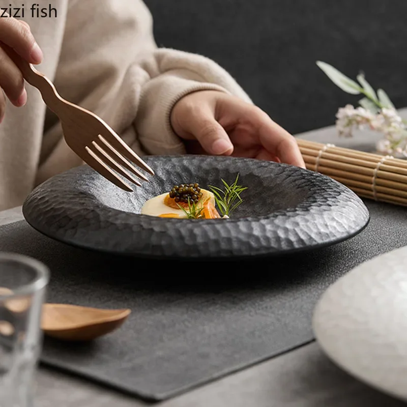 Solid Color Creative Texture Ceramic Deep Plate Dessert Plate Salad Pasta Plates Molecular Cuisine Specialty Tableware