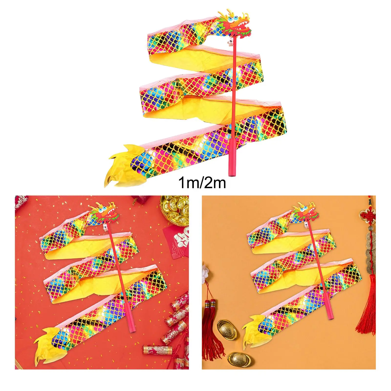 Dragon Dance Ribbons DIY Crafts Wedding Kids Background Birthday Decoration Streamer Sticks Glowing Dragon Ribbon Dragon Lantern 3