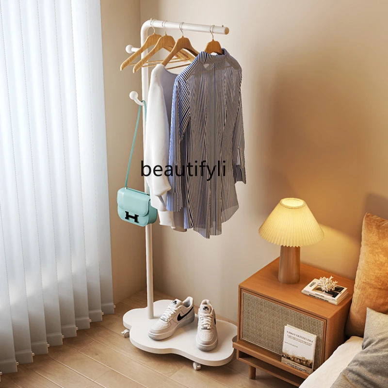 

Coat Rack Floor with Wheels Cloud Clothes Rack Bedroom Entrance Clothes Hanger Cream Style Storage Rack