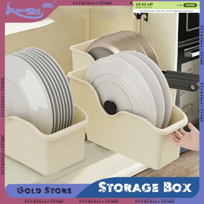 Kitchen Storage Box Food-Grade PP Pantry Organizers with Sliding Rail for Under-Cabinet Large Capacity Home Clutter Management