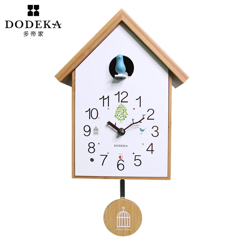 Wooden Cuckoo Birdhouse Chime Pendulum Wall Clock Style 2  