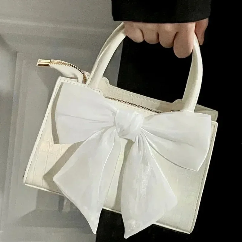 New Women's Clutch Purse Handbags Elegant Pink Bowknot Female Underarm Bags Sweet Girl's Small Square Shoulder Messenger Bag