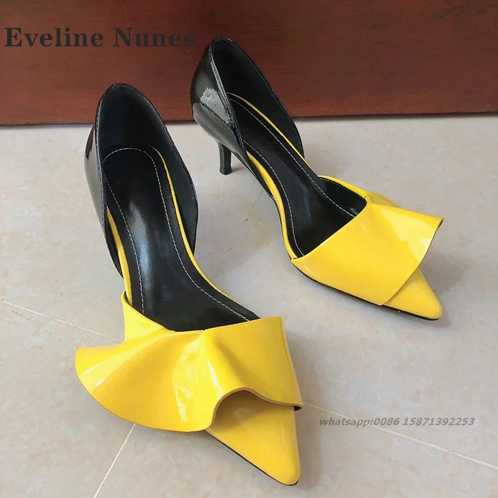 صنادل جلدية مثيرة مع كشكشة للنساء ، كعب خنجر مدبب بمقدمة مدببة ، كعب عالي هوائي جانبي ، ألوان مختلطة ، أحذية مثيرة