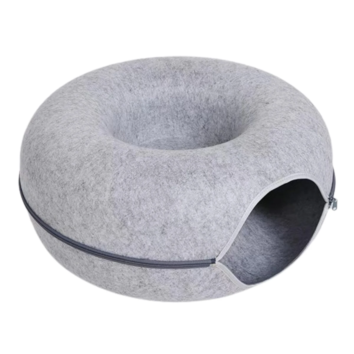 Felt Donut Bed for Cats House With Breather Hole Dog Bed Interactive Play Toys for Cats to Hide 2 in 1 Tunnel for Cats Bed
