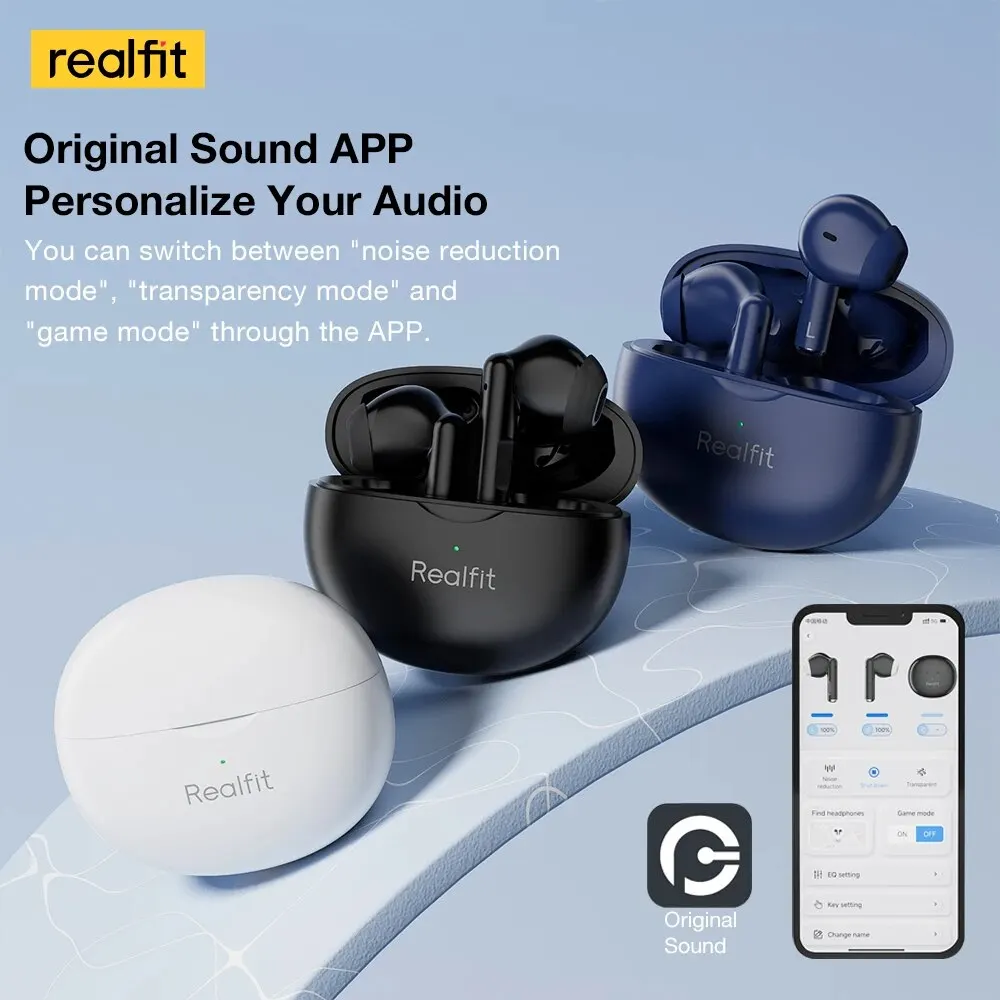 Realfit F2 Pro ANC 액티브 노이즈 캔슬링 블루투스 이어폰, ENC 통화, 하이파이 스테레오, 뛰어난 베이스 무선 이어버드, 스포츠 게임