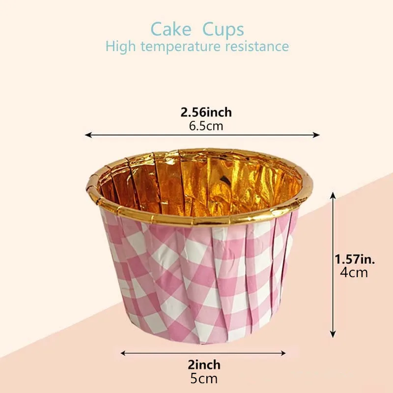 Muffin Pan Muffin Paper Cups Diy 50Pcs Gingham Foil Cupcake Baking