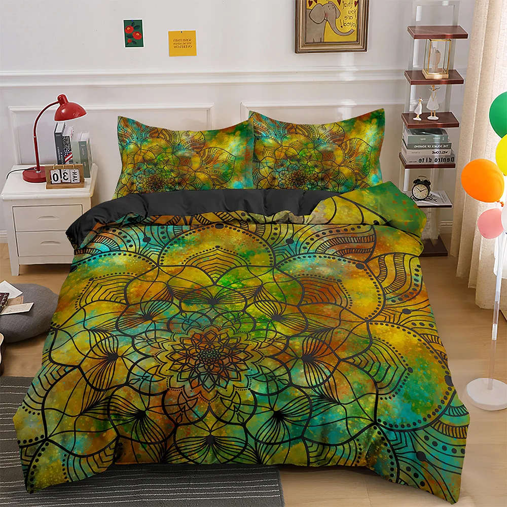 Psychedelic Boho ���Ÿ� ħ�� ��Ʈ 2/3PCS Pillowcase ŷ ���ٶ� �̺� Ŀ�� �� �̺� Ŀ�� ���� ������ ��Ʈ Ŀ��