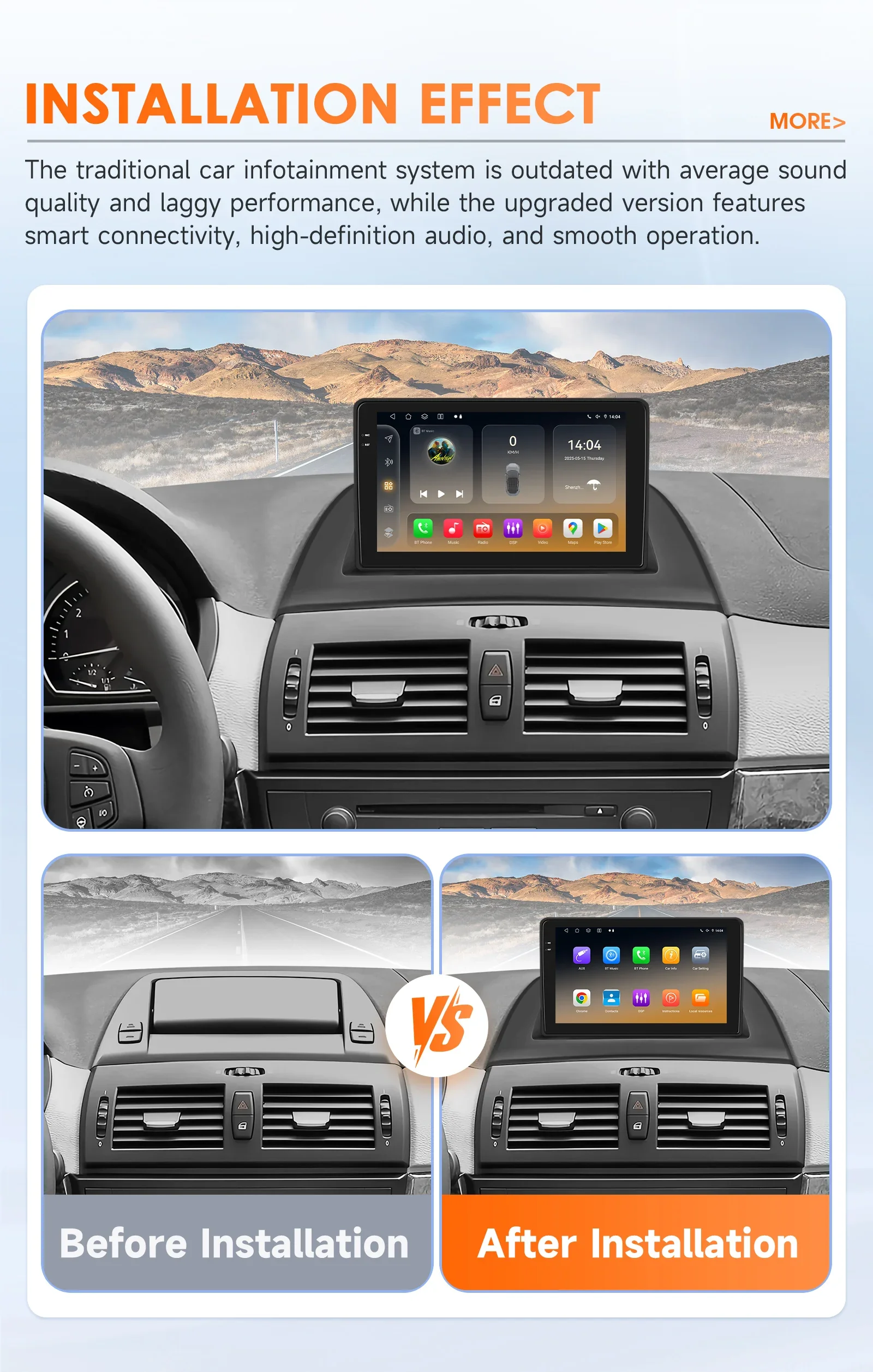 OSSURET Gran Oferta, Radio de Auto con Pantalla Táctil de 9 Pulgadas 6115, Navegación GPS para BMW X3 E83 2004-2012, Plug and Play, Android 14, Radio para Auto con AKM DSP, Ecualizador de 32 Bandas, CarPlay Inalámbrico, Android Auto, Unidad 4G, Audio HiFi, Pantalla HD Antirreflejos de Amplio Ángulo de Visión, Sistema Multimedia para Auto 4