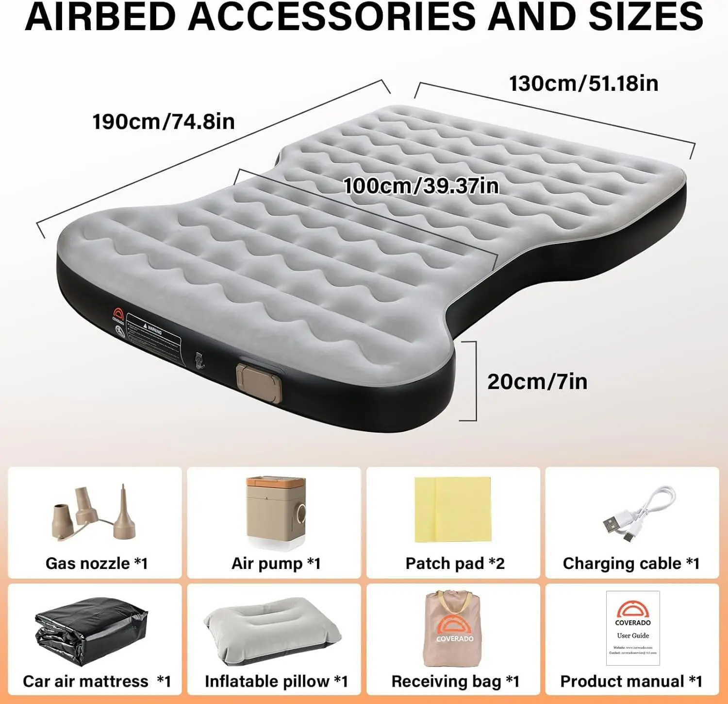 Car Air Mattress For  Model Y, Self Inflating Car Sleeping Pad With Wireless Air Pump, 7"" Thiened  Model Y Mattress, Comfort 3
