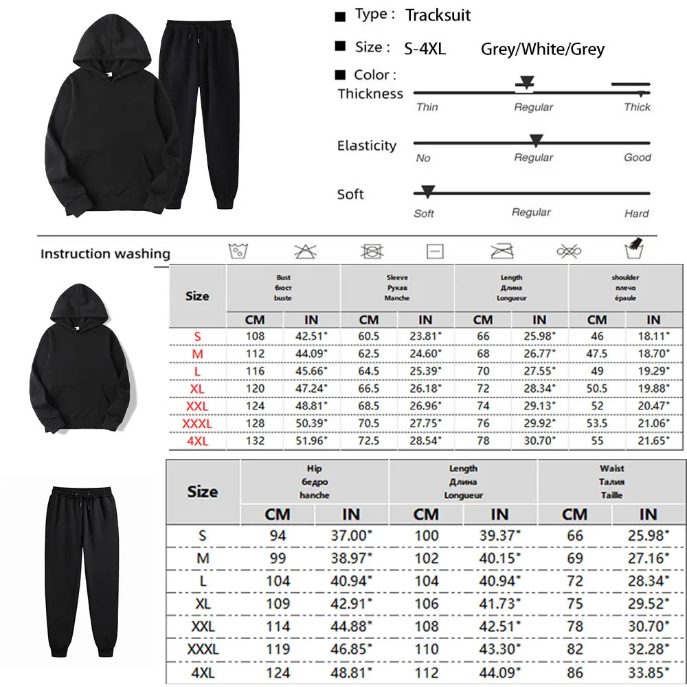 Men Tracksuit 2 Pieces Sets Hooded Sweatshirt +Drawstring Pants Male Hoodies Running Sportswear Men Women Autumn Sportwear 2