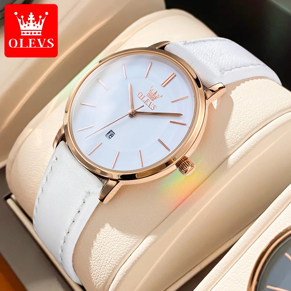 Elegant Leather Strap Women's Ultra-Thin Waterproof Quartz Watch