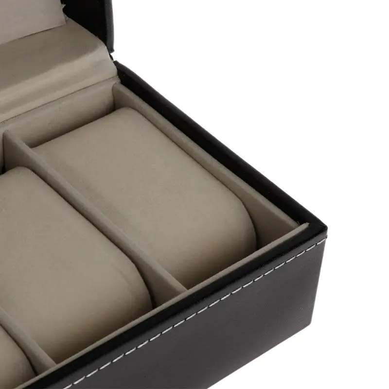Watch Box Storage Case Gift Package Jewelry Display 5 Grids Luxury Faux Leather Soft Protection Organizer