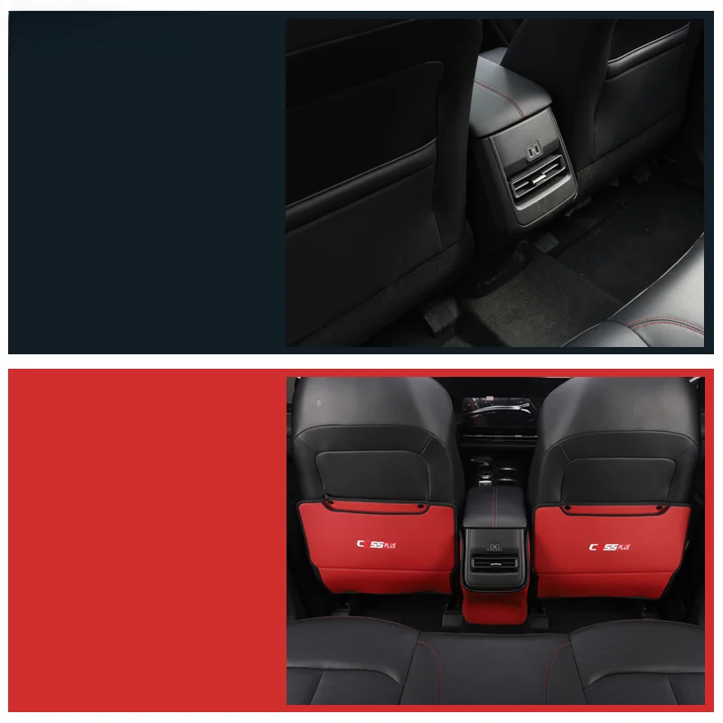 Car PU Leather Anti Kick Mat Pad Anti-kick Protector Mats Seat Back Protector Accessories For Changan CS55 Plus Restyling