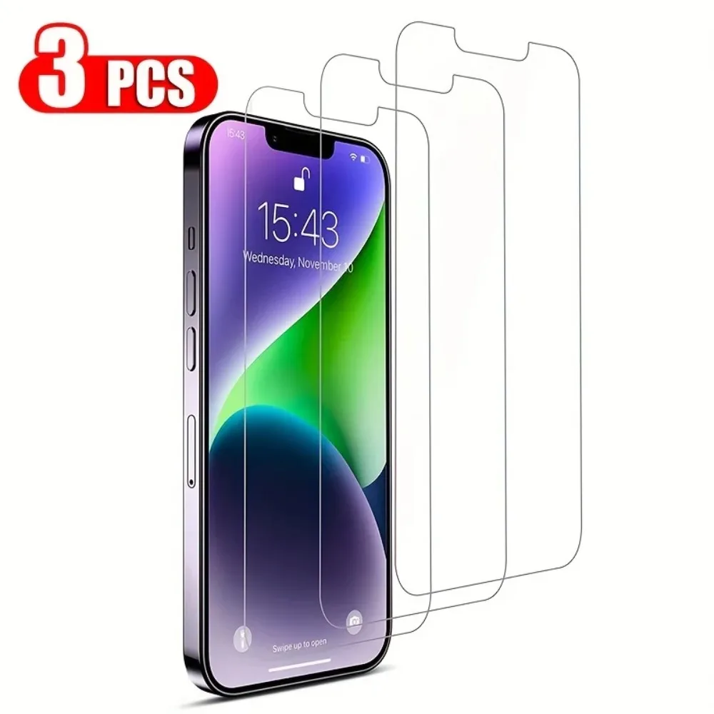 Protector De Pantalla De Cubierta Completa Para IPhone 15 14 13 12 11 Pro Max, Película De Vidrio Templado Para IPhone X XR XS Max, 3-5 Uds. - AliExprs