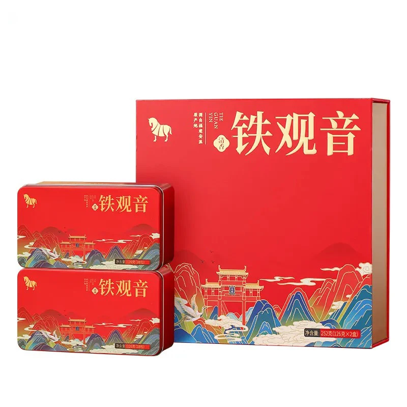 

Top-grade Chinese Fujian Tieguanyin Tea Set Oolong Tea 250g Gift Box Chinese Vacuum Plastic Package Bags Droshipping