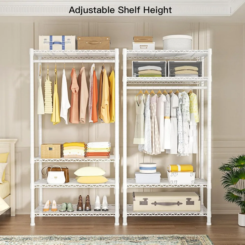 4-Tier Freestanding Garment Rack Suit for Small Space and Corner, Closet Organizer System Portable Closet Wardrobe 4