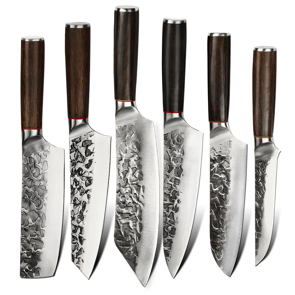

Amber Kitchen Knives Sets 6 Pcs Forged 5CR15MOV Stainless Steel Sharp Japanese Santoku Knife Boning Nakiri Kiritsuke Chef Knife