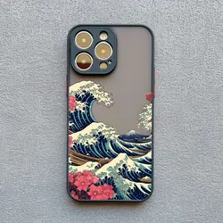 Japanese Mount Fuji Wave Landscape Phone Case - Premium Back Cover for iPhone 12 (Black HLXS 4)