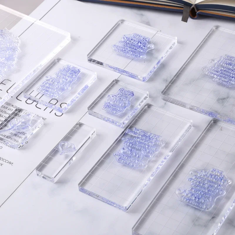 Acrylic Stamp Block 9 size Clear Essential Stamping Tools For Scrapbooking Handle Stamping Photo Album Decor
