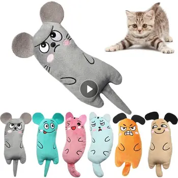 인터랙티브 봉제 고양이 장난감, 마우스 모양 씹는 발톱, 엄지 물린 고양이 민트, 재미있는 엄지 베개, 치아 연삭 개박하 장난감