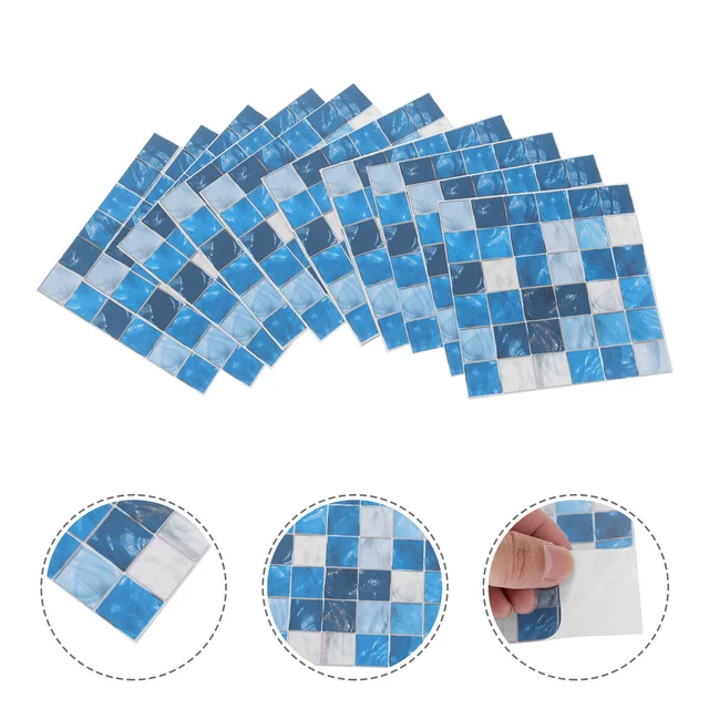 50 Dcs Otthoni Akcentus Dekoráció Szimulált Kis Matricák 3D Mozaik Fal, 10X10Cm -Es Papír Önmagasztó Házat Mozgathat
