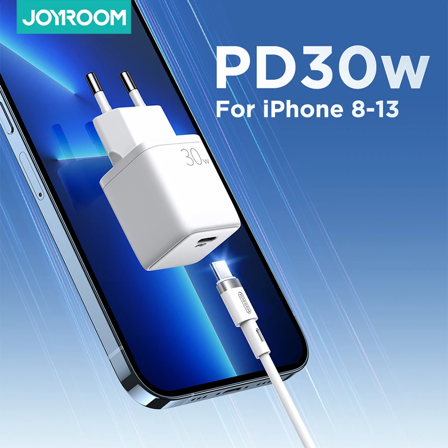 Joyroom cargador tipo C para móvil, dispositivo carga rápida QC3.0, portátil, compatible con iPhone 13, 12 Pro Max, iPad, 30W|Cargadores de teléfono móvil| -