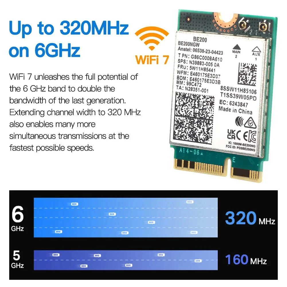베스트셀러 WIFI 7 BE200 BE200NGW 와이파이 카드+안테나 액세서리 BT 5.4 802.11AX 트라이밴드 M.2 NGFF 무선 네트워크 어댑터