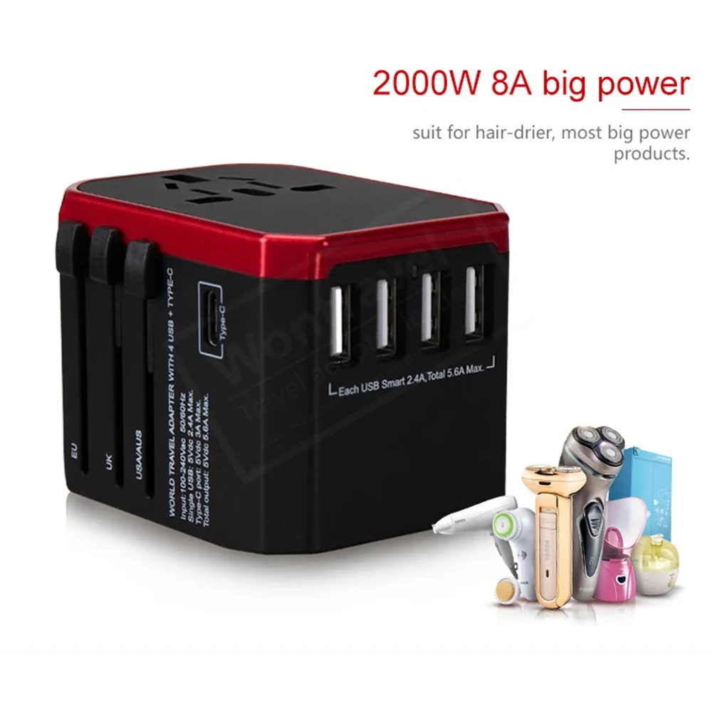 Travel Smart Adapter - International Plug USB Type C Charger for iPhone iPad Android US EU UK AU