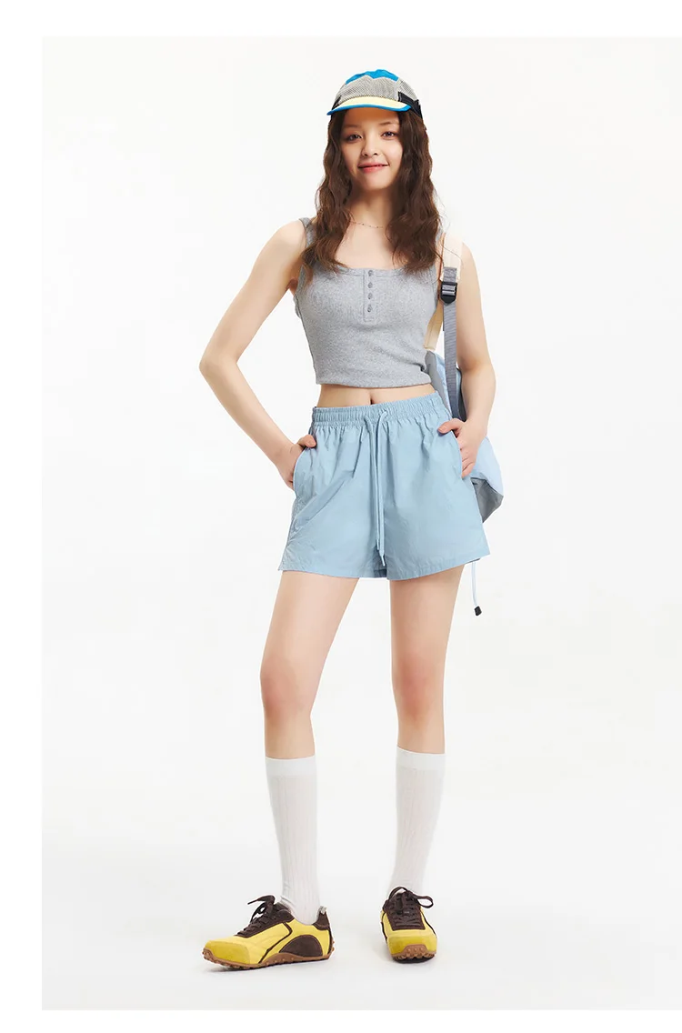 Semir Casual Pants Women Cool Feeling Loose Slimming 2025 New Summer Moisture Wicking Split Hem Textured Shorts Minimalist
